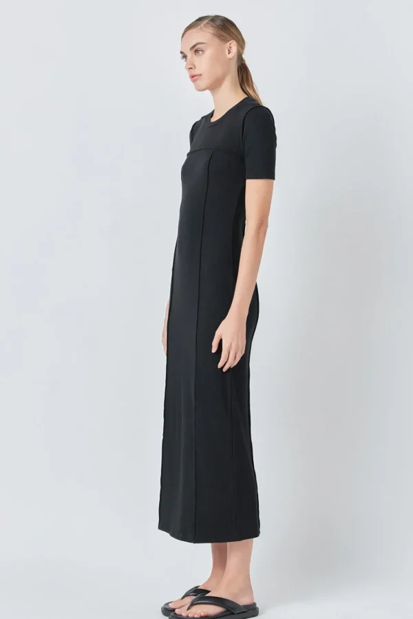 GREY LAB Knit Dresses | Sweaters & Knits*- Overlock Piping Knit Maxi Dress BLACK