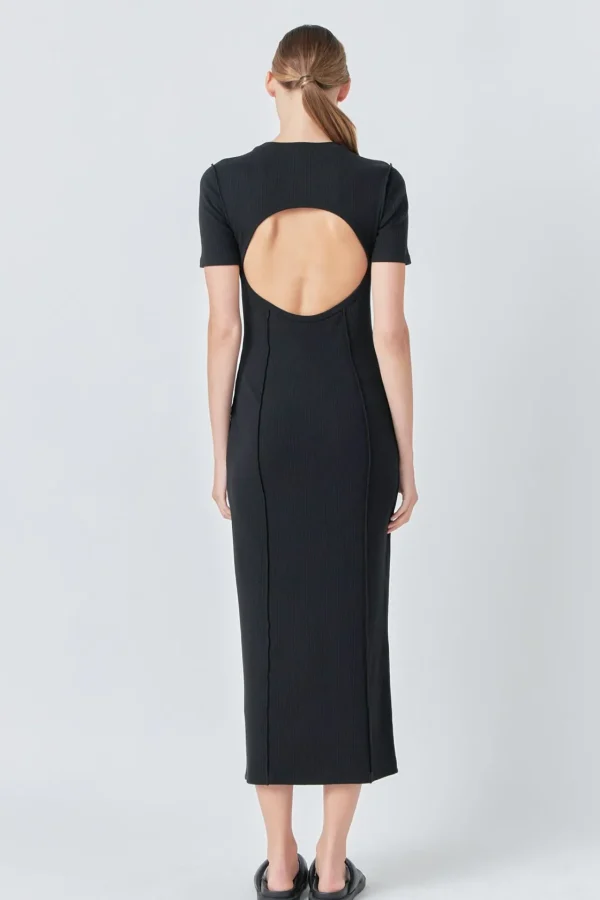 GREY LAB Knit Dresses | Sweaters & Knits*- Overlock Piping Knit Maxi Dress BLACK