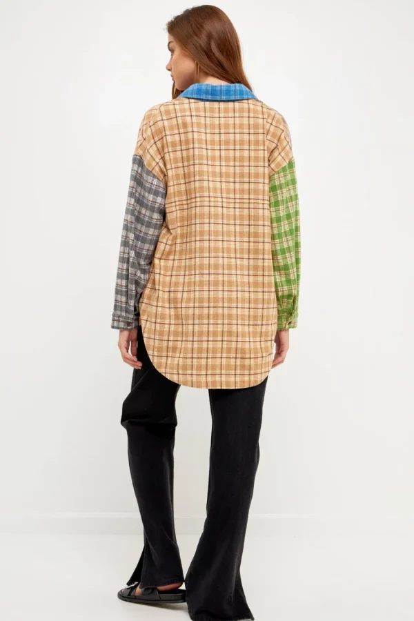 GREY LAB Shirts & Blouses | Tops*- Oversize Plaid Colorblock Shirt MULTI