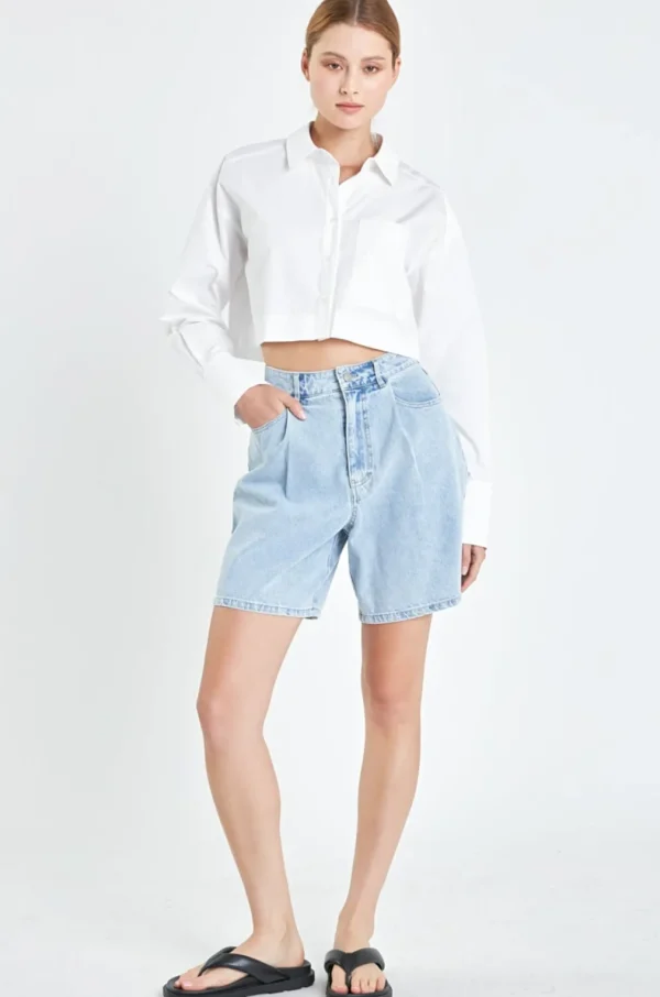GREY LAB Shirts & Blouses | Tops*- Oversized Cropped Shirts with Pocket WHITE