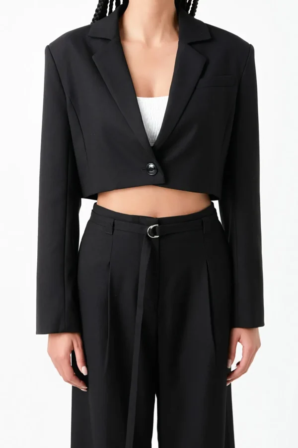 GREY LAB Blazers | Tops*- Oversized Cropped Blazer BLACK