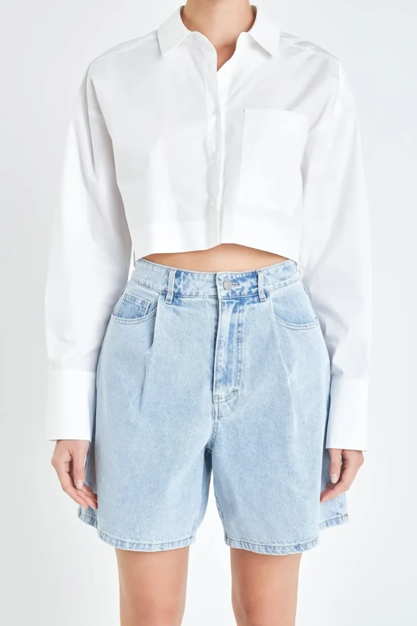 GREY LAB Shirts & Blouses | Tops*- Oversized Cropped Shirts with Pocket WHITE