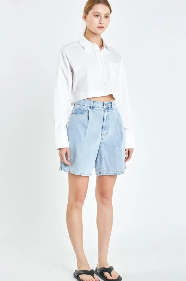 GREY LAB Shirts & Blouses | Tops*- Oversized Cropped Shirts with Pocket WHITE