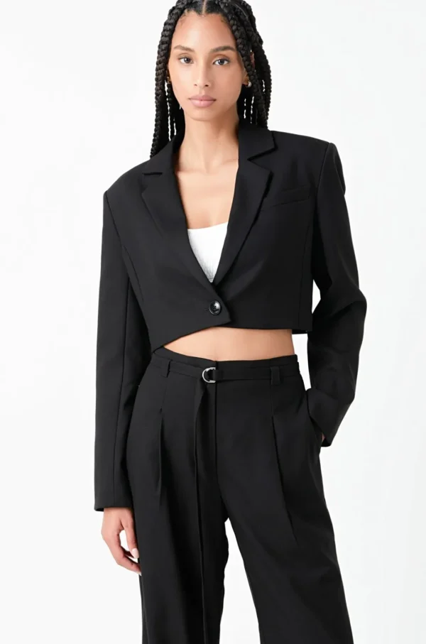 GREY LAB Blazers | Tops*- Oversized Cropped Blazer BLACK