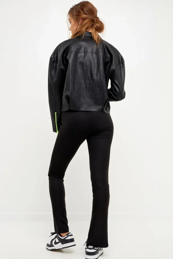 GREY LAB Jackets & Coats | Tops*- Oversized Faux Leather Jacket BLACK