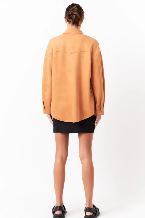 GREY LAB Shirts & Blouses | Tops*- Oversized Faux Suede Shirt BROWN