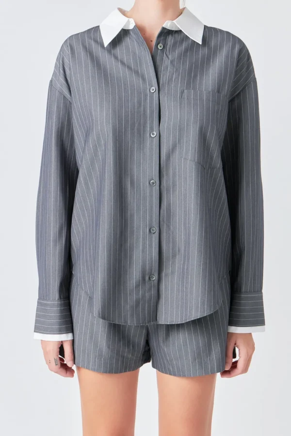 GREY LAB Matching Sets | Shirts & Blouses*- Oversized Pinstripe Shirt GREY