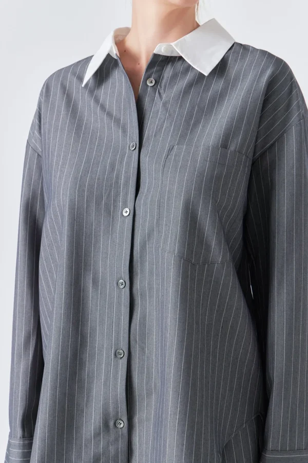 GREY LAB Matching Sets | Shirts & Blouses*- Oversized Pinstripe Shirt GREY