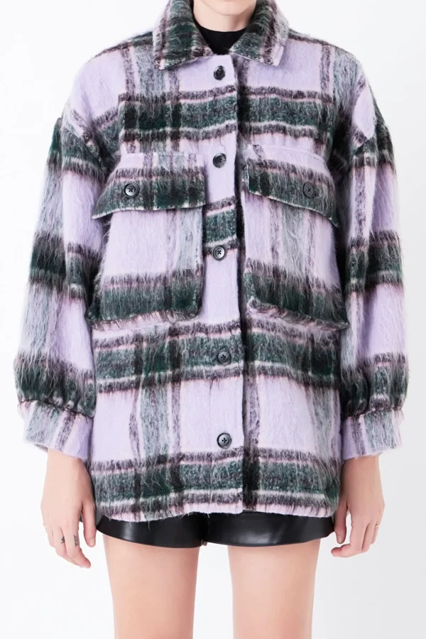 GREY LAB Jackets & Coats | Tops*- Oversized Plaid Shacket with Pockets