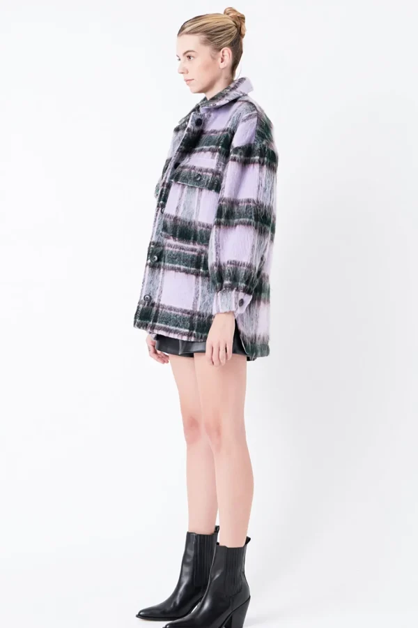 GREY LAB Jackets & Coats | Tops*- Oversized Plaid Shacket with Pockets