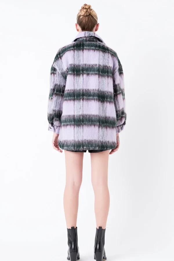 GREY LAB Jackets & Coats | Tops*- Oversized Plaid Shacket with Pockets