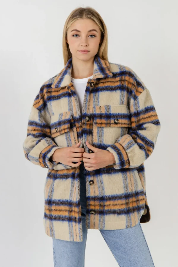 GREY LAB Jackets & Coats | Tops*- Oversized Plaid Shacket with Pockets