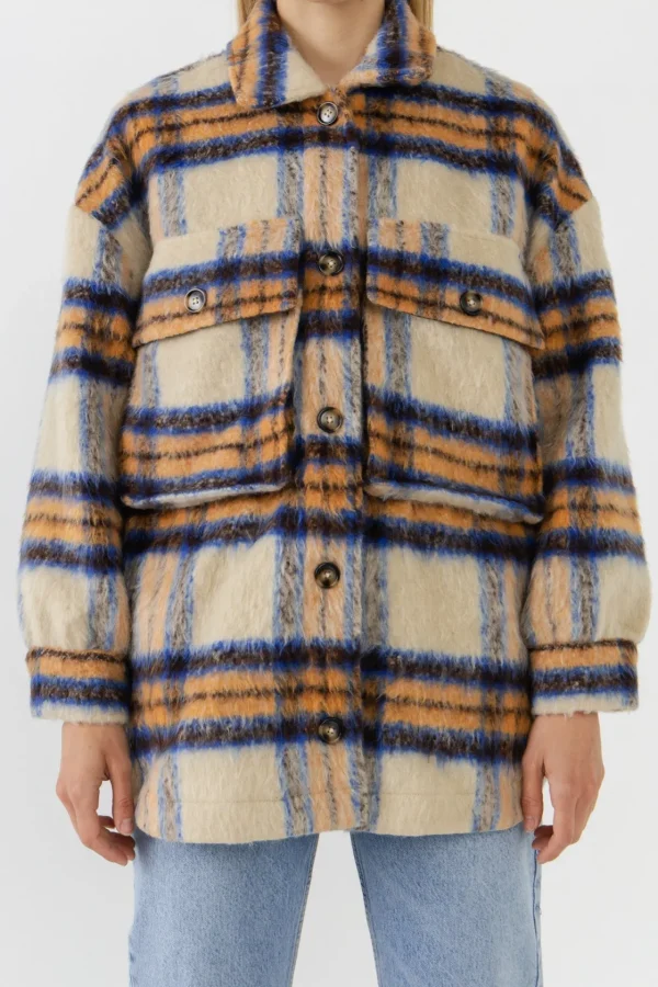 GREY LAB Jackets & Coats | Tops*- Oversized Plaid Shacket with Pockets