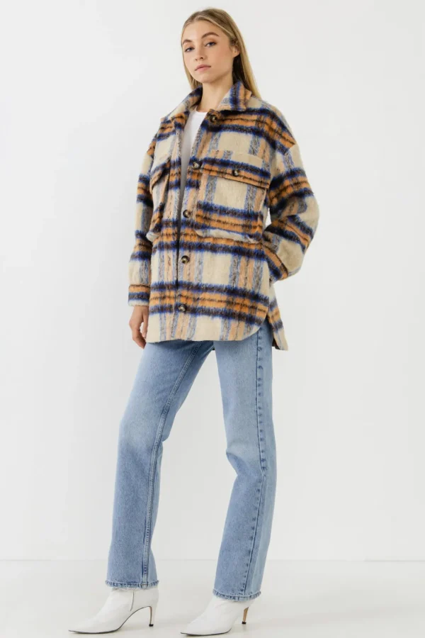GREY LAB Jackets & Coats | Tops*- Oversized Plaid Shacket with Pockets