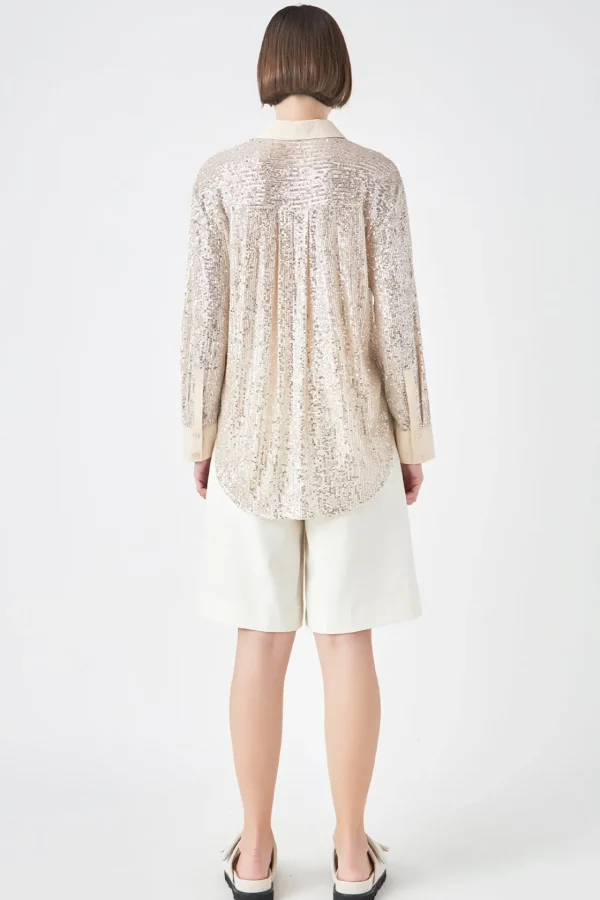 GREY LAB Shirts & Blouses | Tops*- Oversized Sequin Shirt IVORY