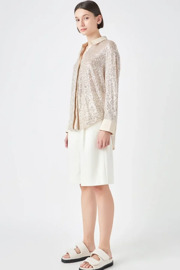 GREY LAB Shirts & Blouses | Tops*- Oversized Sequin Shirt IVORY