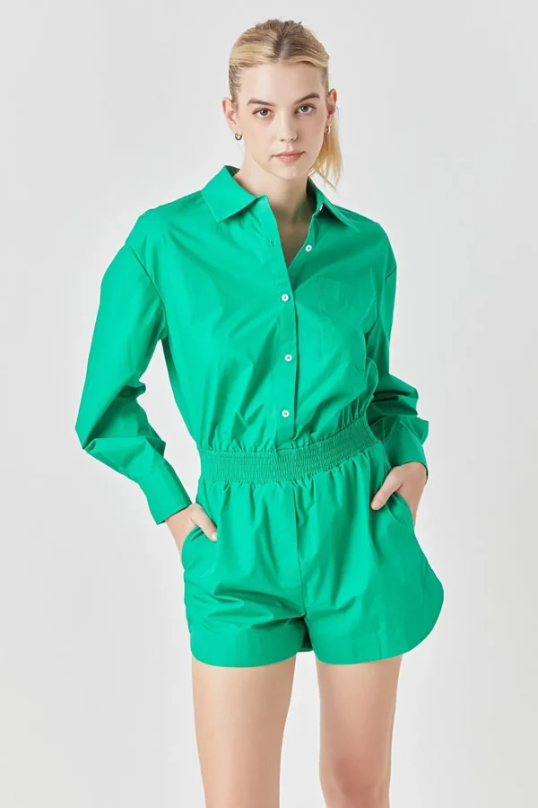 GREY LAB Tops*- Oversized Shirt Romper GREEN