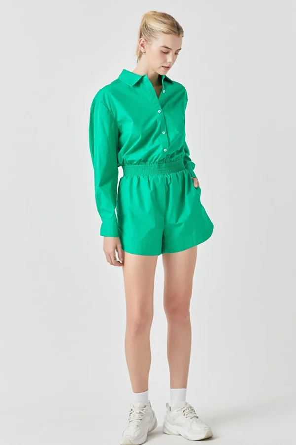 GREY LAB Tops*- Oversized Shirt Romper GREEN