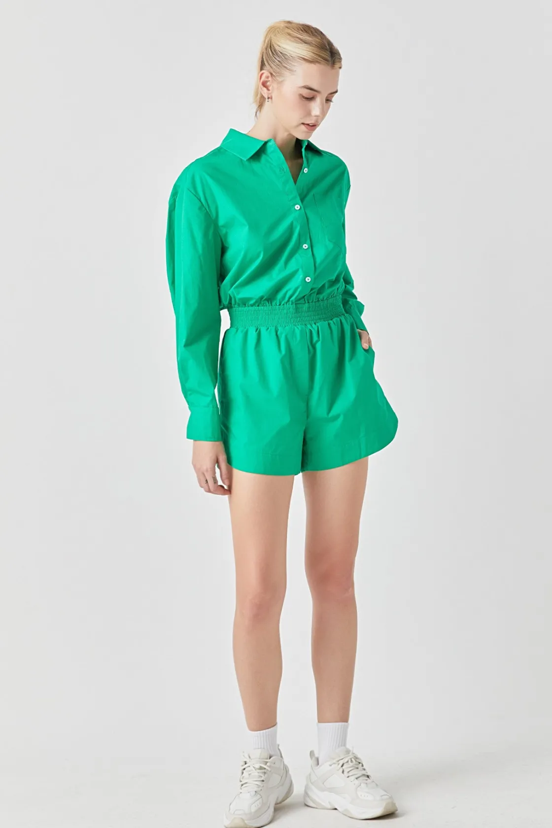 grey_lab__oversized_shirt_2.webp GREY LAB Tops*- Oversized Shirt Romper GREEN