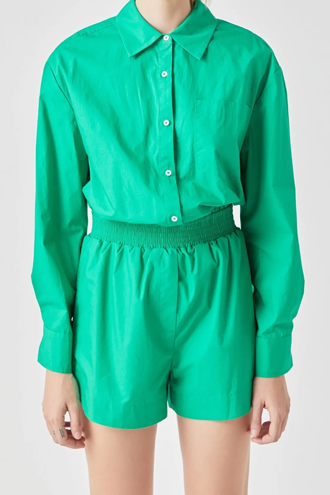 grey_lab__oversized_shirt_3.webp GREY LAB Tops*- Oversized Shirt Romper GREEN