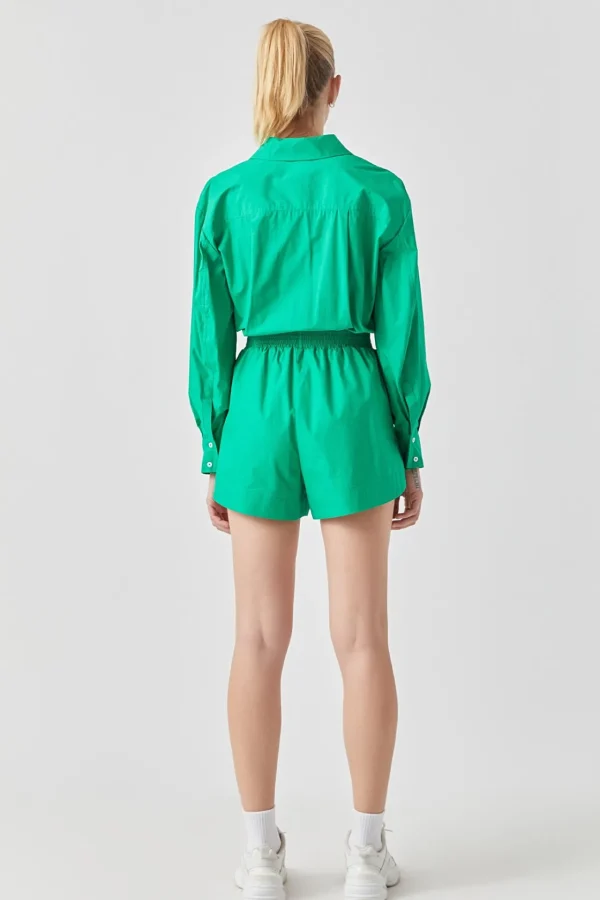 GREY LAB Tops*- Oversized Shirt Romper GREEN