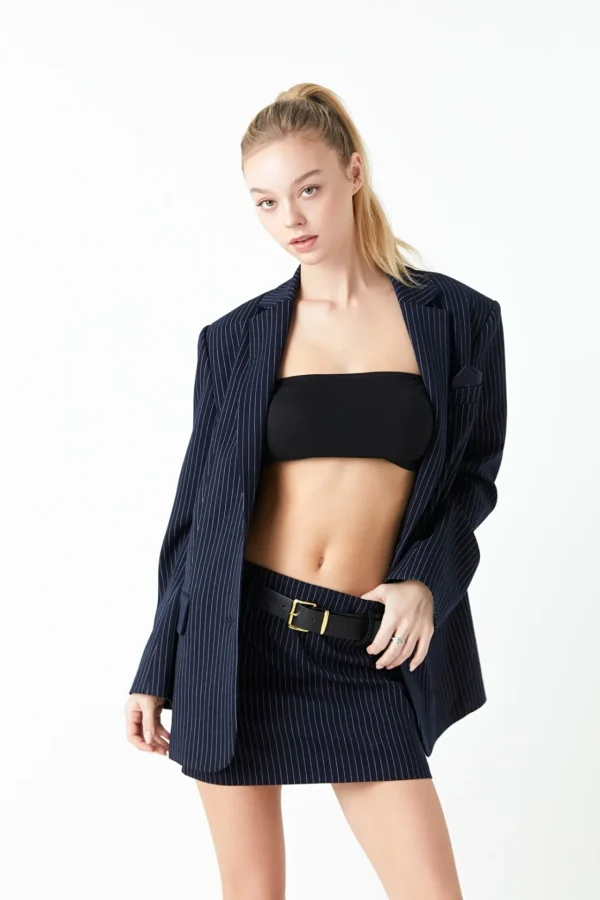 GREY LAB Jackets & Coats | Tops*- Pin Stripe Oversized Jacket DARKNAVY