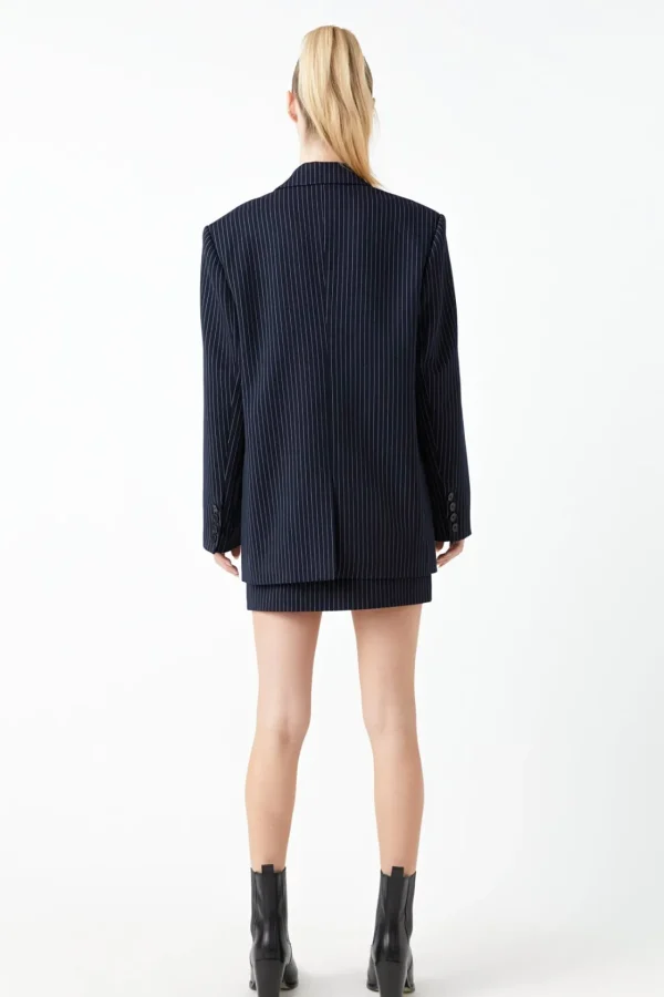GREY LAB Jackets & Coats | Tops*- Pin Stripe Oversized Jacket DARKNAVY
