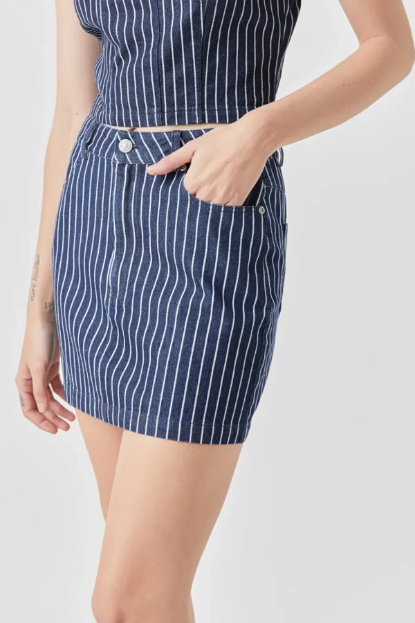 GREY LAB Denim | Skirts*- Pin Striped Mini SKirt DENIM