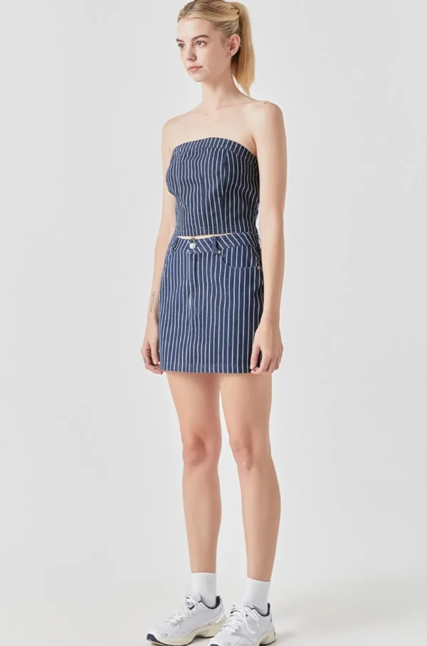 GREY LAB Denim | Skirts*- Pin Striped Mini SKirt DENIM