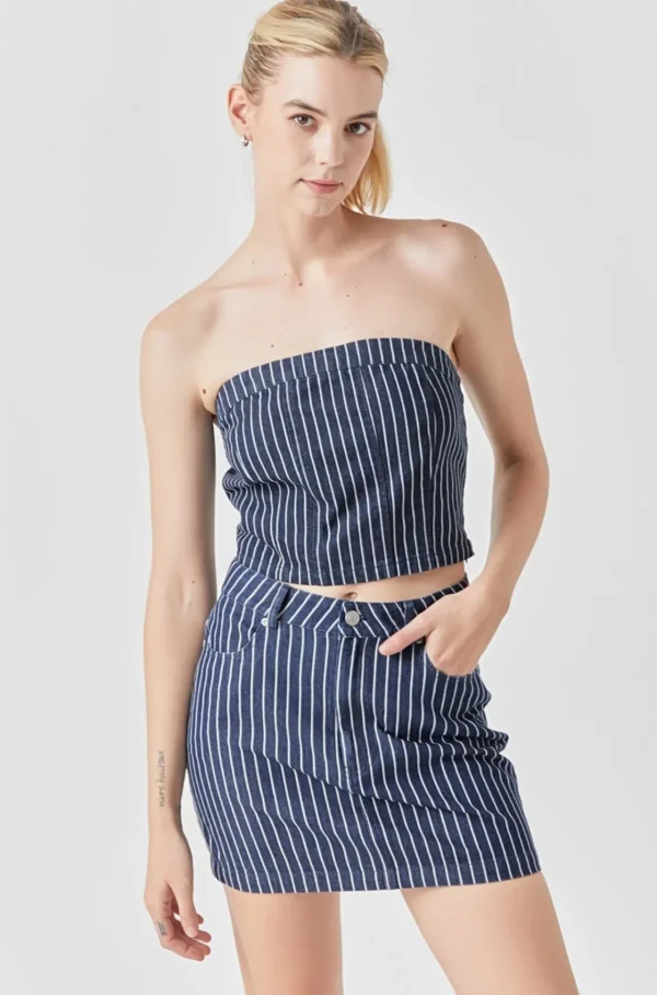 GREY LAB Denim | Skirts*- Pin Striped Mini SKirt DENIM