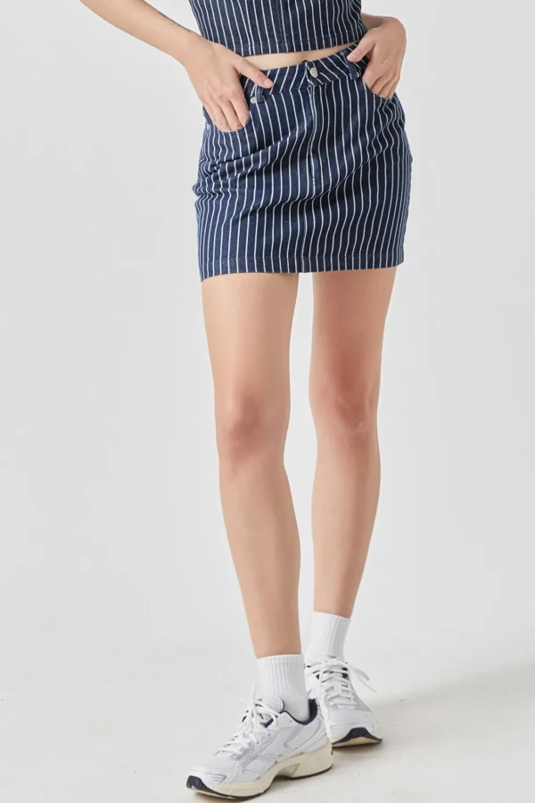 GREY LAB Denim | Skirts*- Pin Striped Mini SKirt DENIM
