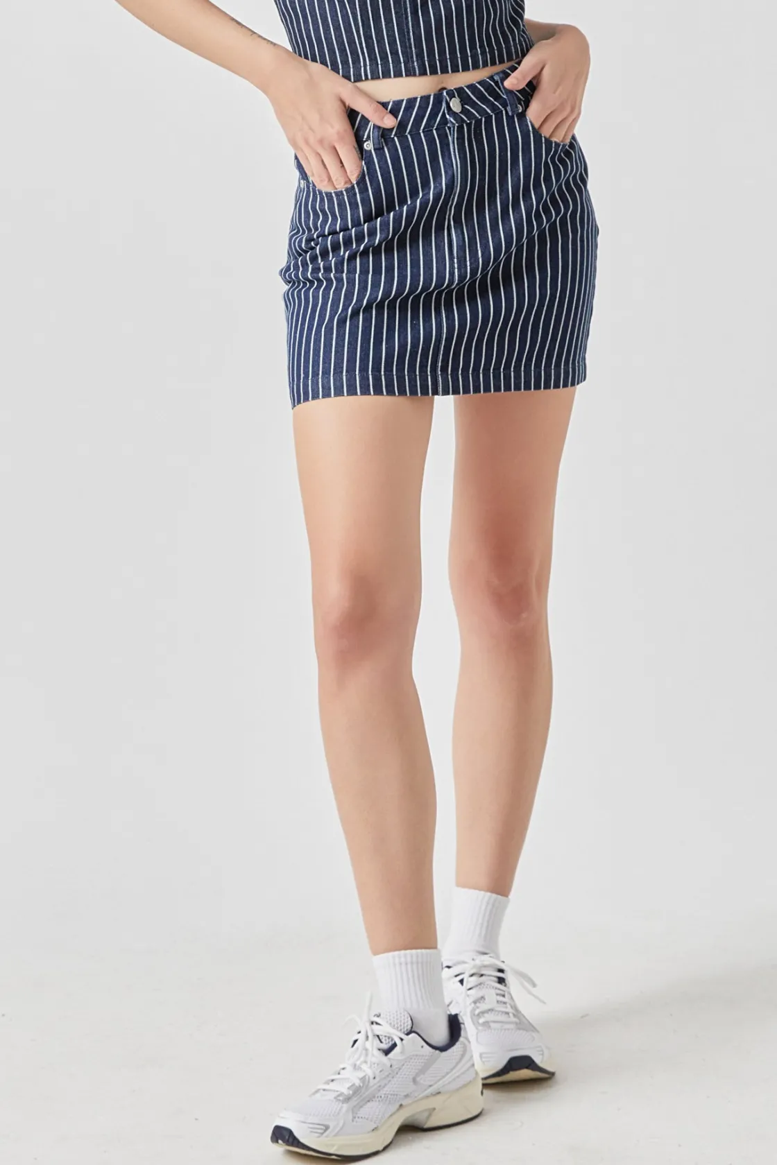 grey_lab__pin_striped_den_3.webp GREY LAB Denim | Skirts*- Pin Striped Mini SKirt DENIM