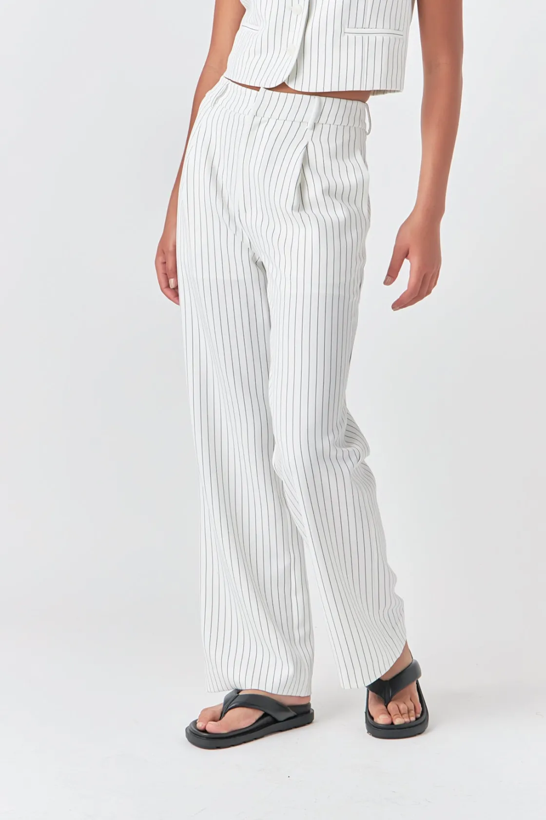 grey_lab__pinstriped_high_0.webp GREY LAB Matching Sets | Pants*- Pinstriped High Waisted Wide Trousers WHITEBLACKSTRIPE
