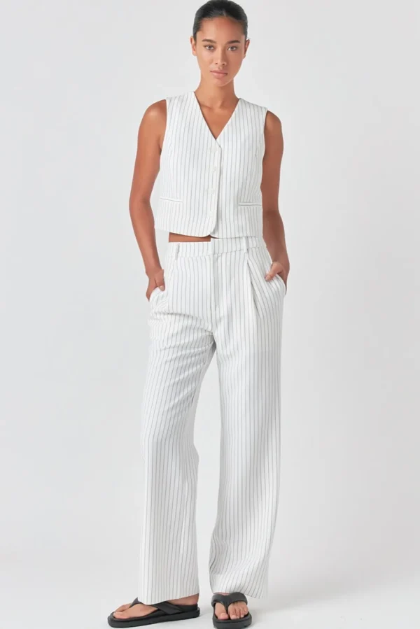 GREY LAB Matching Sets | Pants*- Pinstriped High Waisted Wide Trousers WHITEBLACKSTRIPE