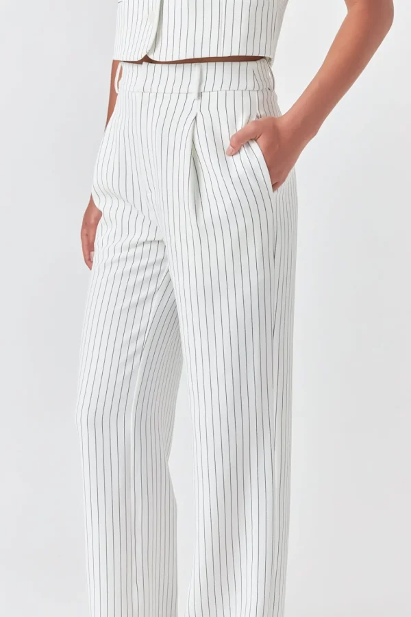 GREY LAB Matching Sets | Pants*- Pinstriped High Waisted Wide Trousers WHITEBLACKSTRIPE