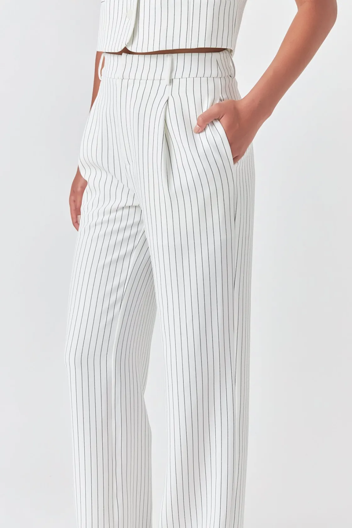 grey_lab__pinstriped_high_2.webp GREY LAB Matching Sets | Pants*- Pinstriped High Waisted Wide Trousers WHITEBLACKSTRIPE