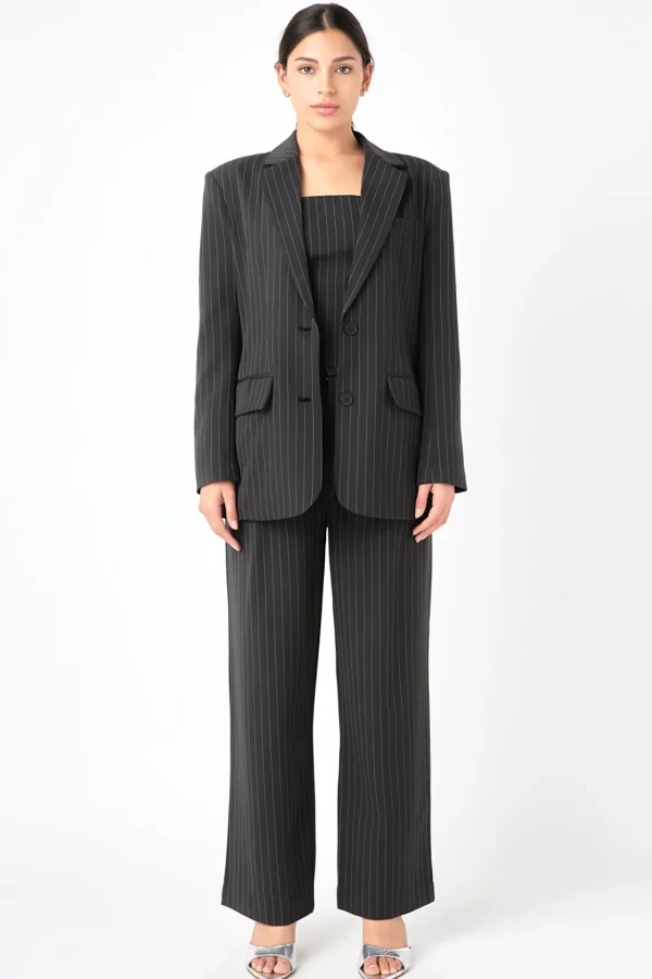 GREY LAB Matching Sets | Blazers*- Pinstriped Oversized Blazer BLACK