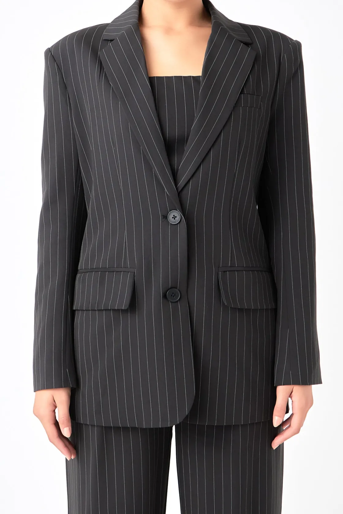 grey_lab__pinstriped_over_1.webp GREY LAB Matching Sets | Blazers*- Pinstriped Oversized Blazer BLACK