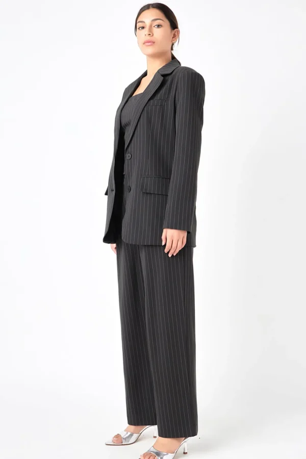 GREY LAB Matching Sets | Blazers*- Pinstriped Oversized Blazer BLACK