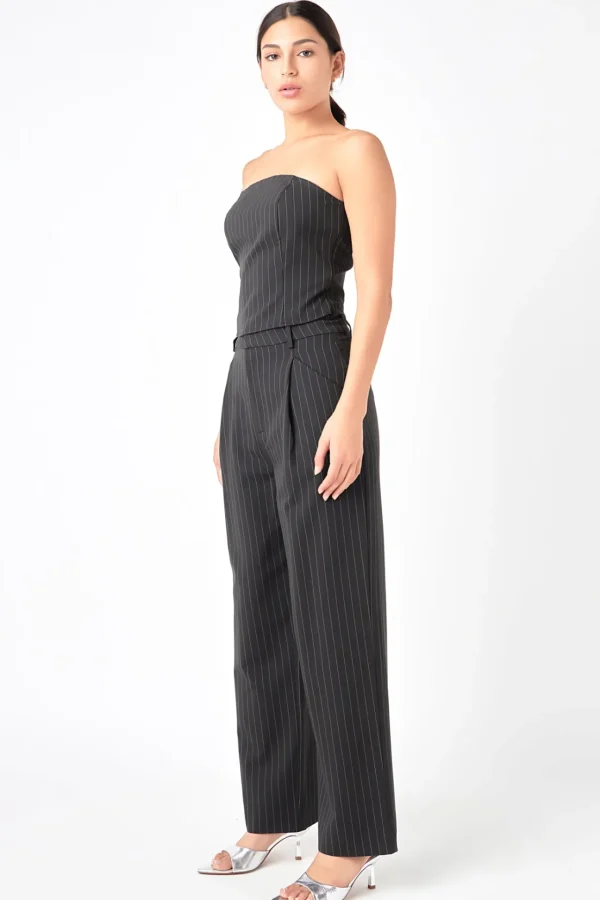 GREY LAB Matching Sets | Tops*- Pinstriped Tube Top BLACK