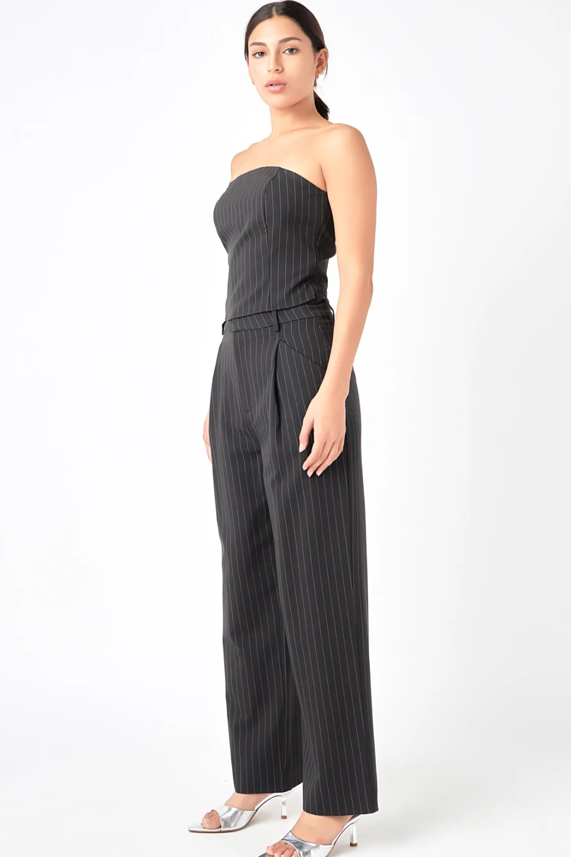 grey_lab__pinstriped_tube_2.webp GREY LAB Matching Sets | Tops*- Pinstriped Tube Top BLACK