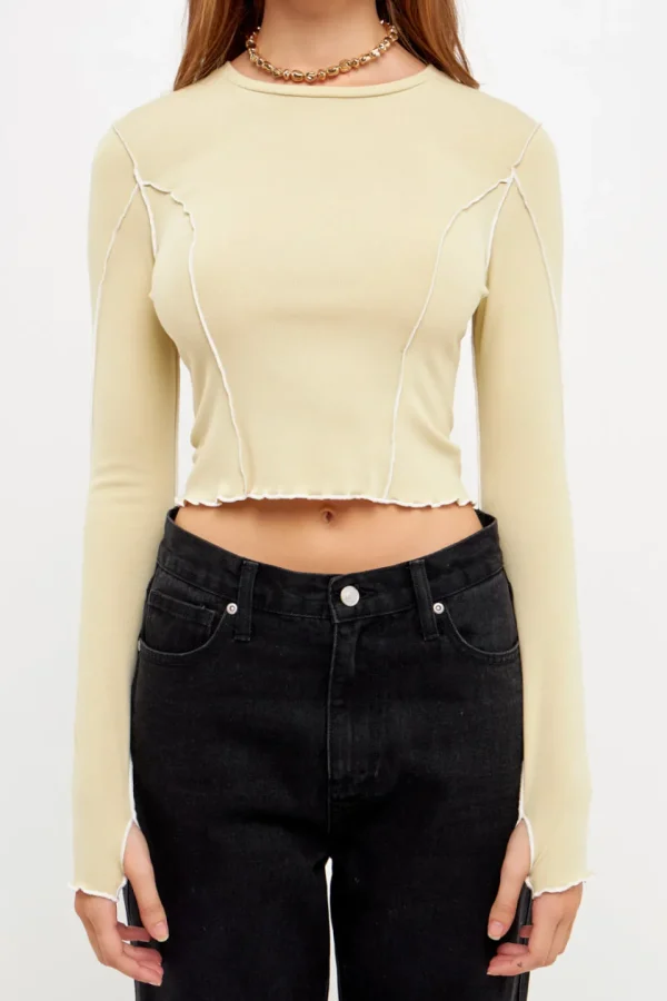 GREY LAB Tops*- Piping Detail Top PISTACHIO