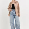 GREY LAB Tops*- Plaid Sequin Shirts TAN