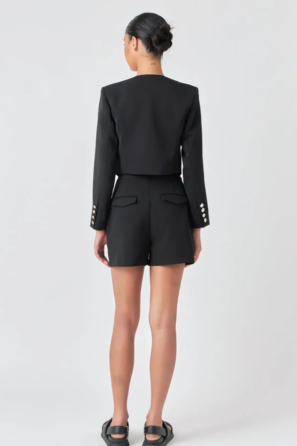 GREY LAB Matching Sets | Shorts & Skorts*- Pleated High Waist Shorts BLACK