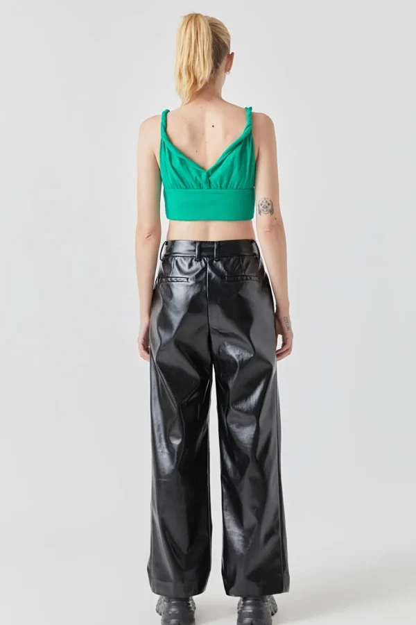 GREY LAB Pants | Tops*- Pleated PU Pants BLACK