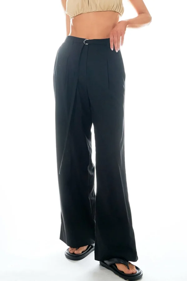 GREY LAB Pants | Tops*- Pleated Wide Pants with Belt BLACK