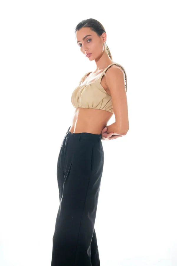 GREY LAB Pants | Tops*- Pleated Wide Pants with Belt BLACK