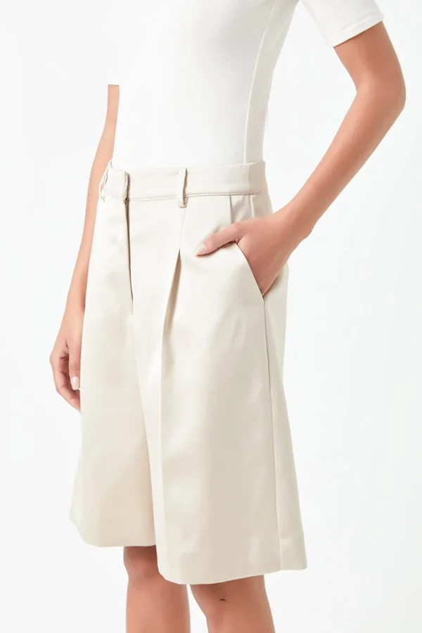GREY LAB Shorts & Skorts | Tops*- Pleated Wide Satin Shorts CREAM
