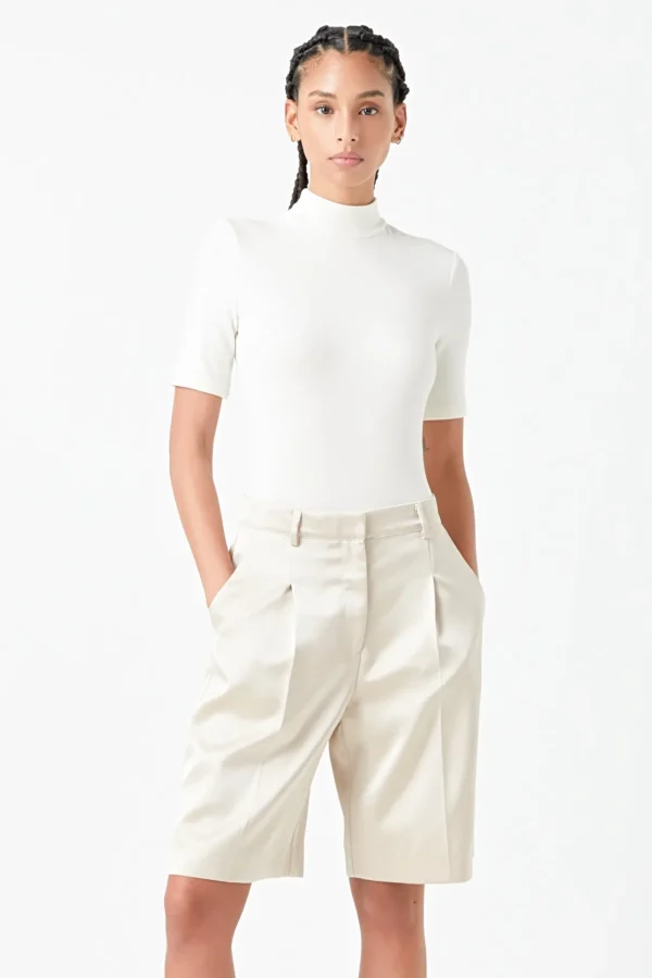 GREY LAB Shorts & Skorts | Tops*- Pleated Wide Satin Shorts CREAM
