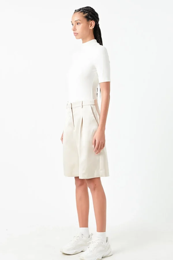 GREY LAB Shorts & Skorts | Tops*- Pleated Wide Satin Shorts CREAM